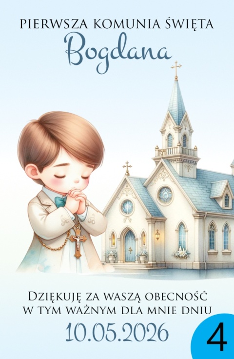 75mm x115 Komunia Chłopca Podziękowanie Magnes Basic 3D