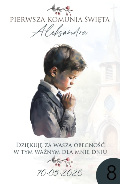 75mm x115 Komunia Chłopca Podziękowanie Magnes Basic 3D