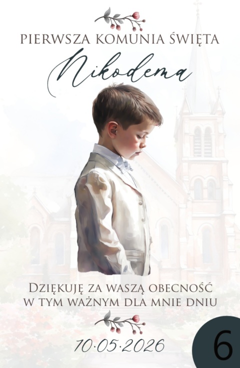 75mm x115 Komunia Chłopca Podziękowanie Magnes Basic 3D