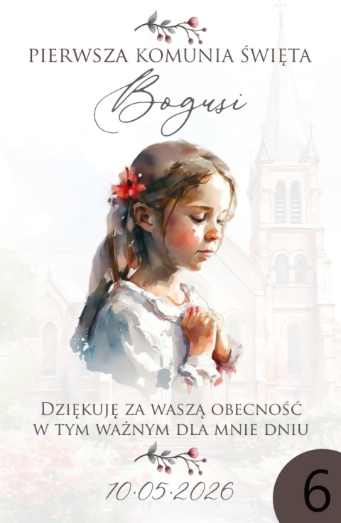75mm x115 Komunia Dziewczynki Podziękowanie Magnes Basic 3D