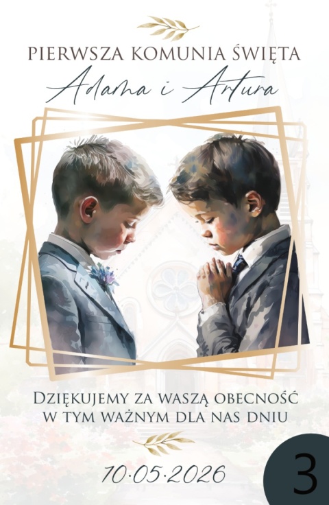 75mm x115 Komunia Rodzeństwa Podziękowanie Magnes Basic 3D