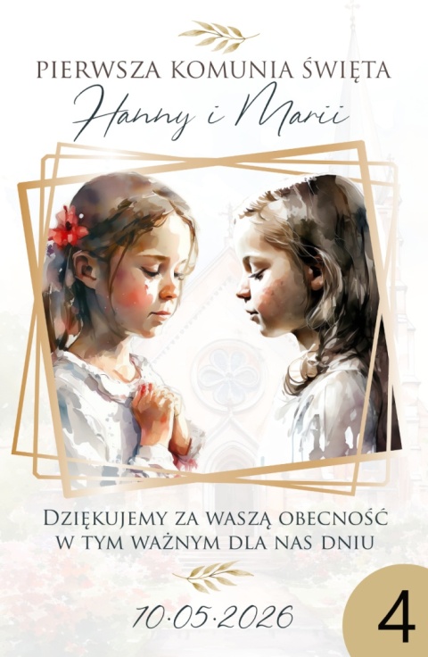75mm x115 Komunia Rodzeństwa Podziękowanie Magnes Basic 3D
