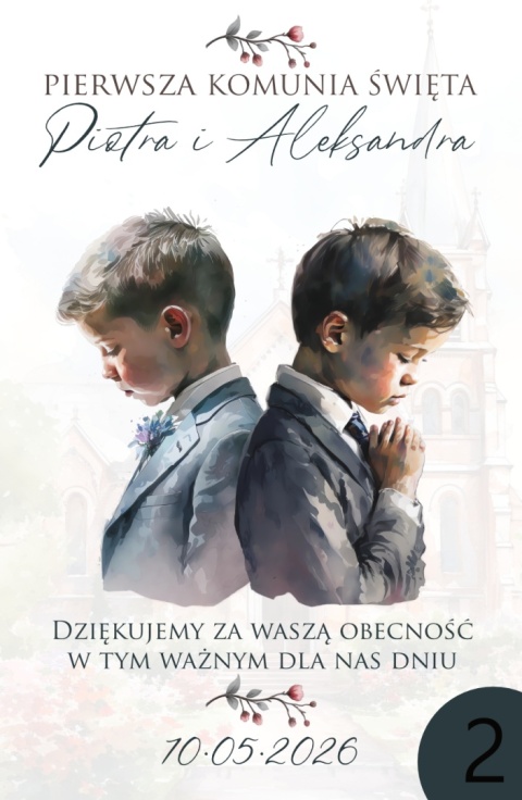 75mm x 55 Komunia Rodzeństwa Podziękowanie Magnes Basic 3D