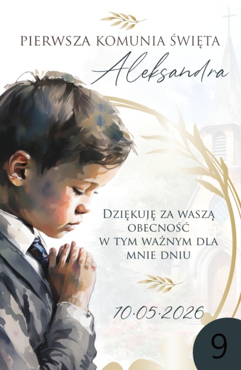 75mm x 55 Komunia Chłopca Podziękowanie Magnes Basic 3D