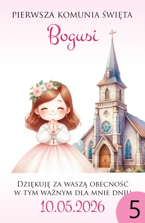 75mm x 55 Komunia Dziewczynki Podziękowanie Magnes Basic 3D