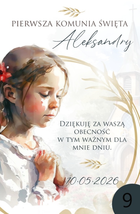 75mm x 55 Komunia Dziewczynki Podziękowanie Magnes Basic 3D