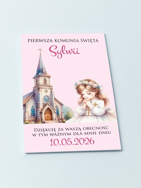 75mm x 55 Komunia Dziewczynki Podziękowanie Magnes Basic 3D
